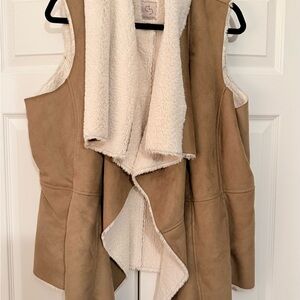 CAbi Tan and Cream Vest